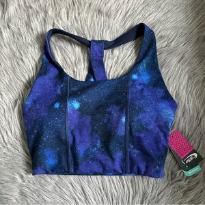 Mta Sport Wirefree‎ Sports Bra Womens Size Medium Blue Galaxy Wireless Racerback
